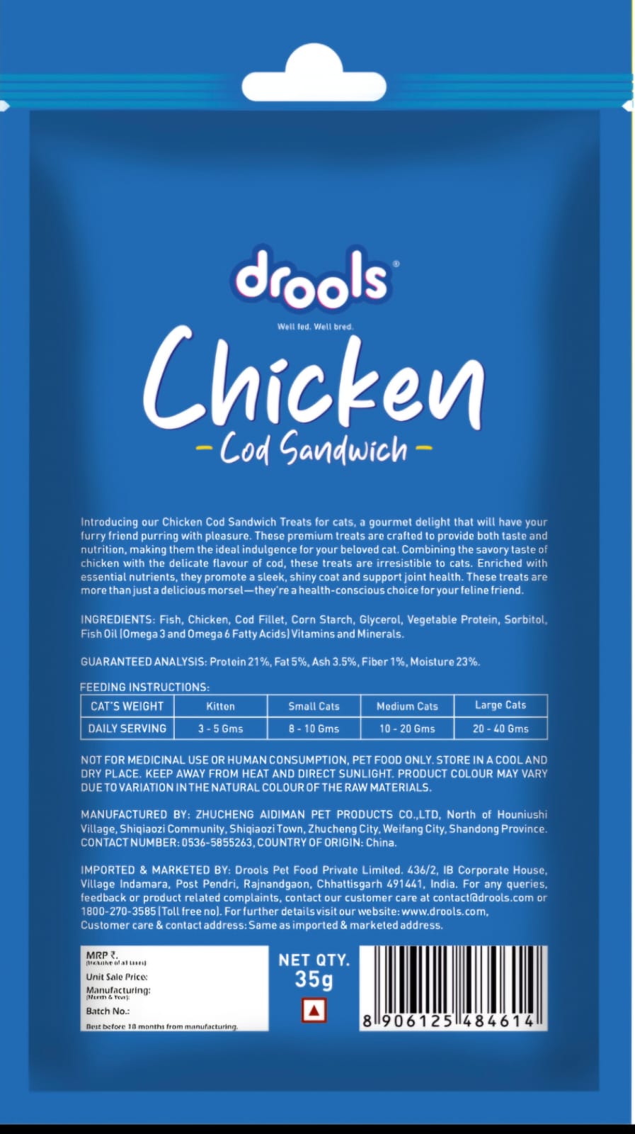 Drools Chicken Cod Sandwich Cat Treats