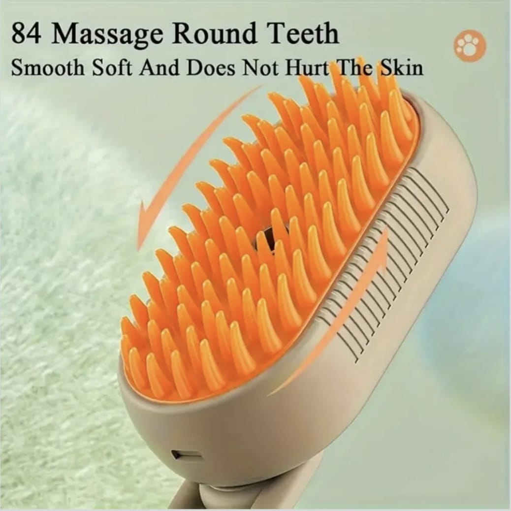 Electric Steam Cat Grooming Brush, 3-in-1 Cat Grooming Comb with Steam Spray, Rechargeable Cat Massage Brush for Long or Short Hair Cats (cream)