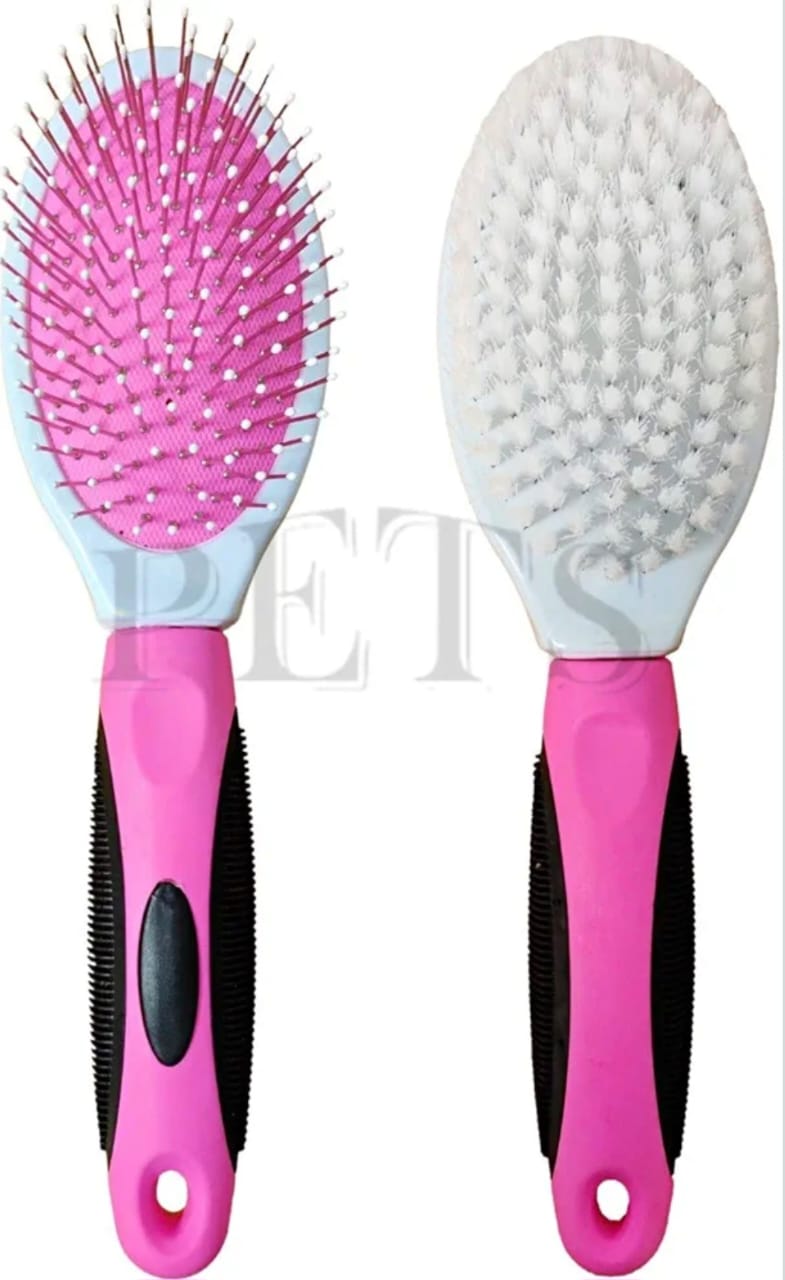 Pets Dog Stainless Steel and Plastic Hair Shedding Double Sided Pin Grooming Brush and Comb for Medium and Large Dogs