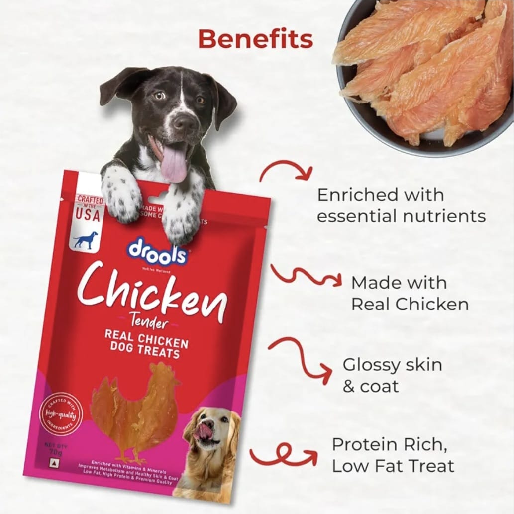 Drools Real Chicken Tender, Dog Treats Stick,