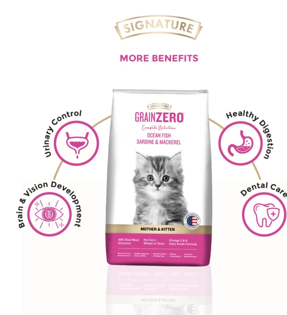 Signature Grain Zero Ocean Fish, Sardine and Mackerel Mother and Kitten Cat Dry Food