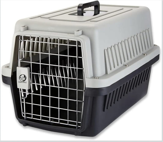 Puppies Portable Pet Carrier Crate with Handle (Fiber Cage - Large) (57 x 37 x 35cm) for Small Dogs, Cats & Rabbit Animal Carrier Travel Cage Box with Metal Door & Spring Lock (Color May Vary)