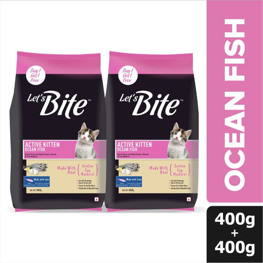 Let's Bite Active Kitten Ocean Fish Cat Dry Food(Buy 1 Get 1 Free)