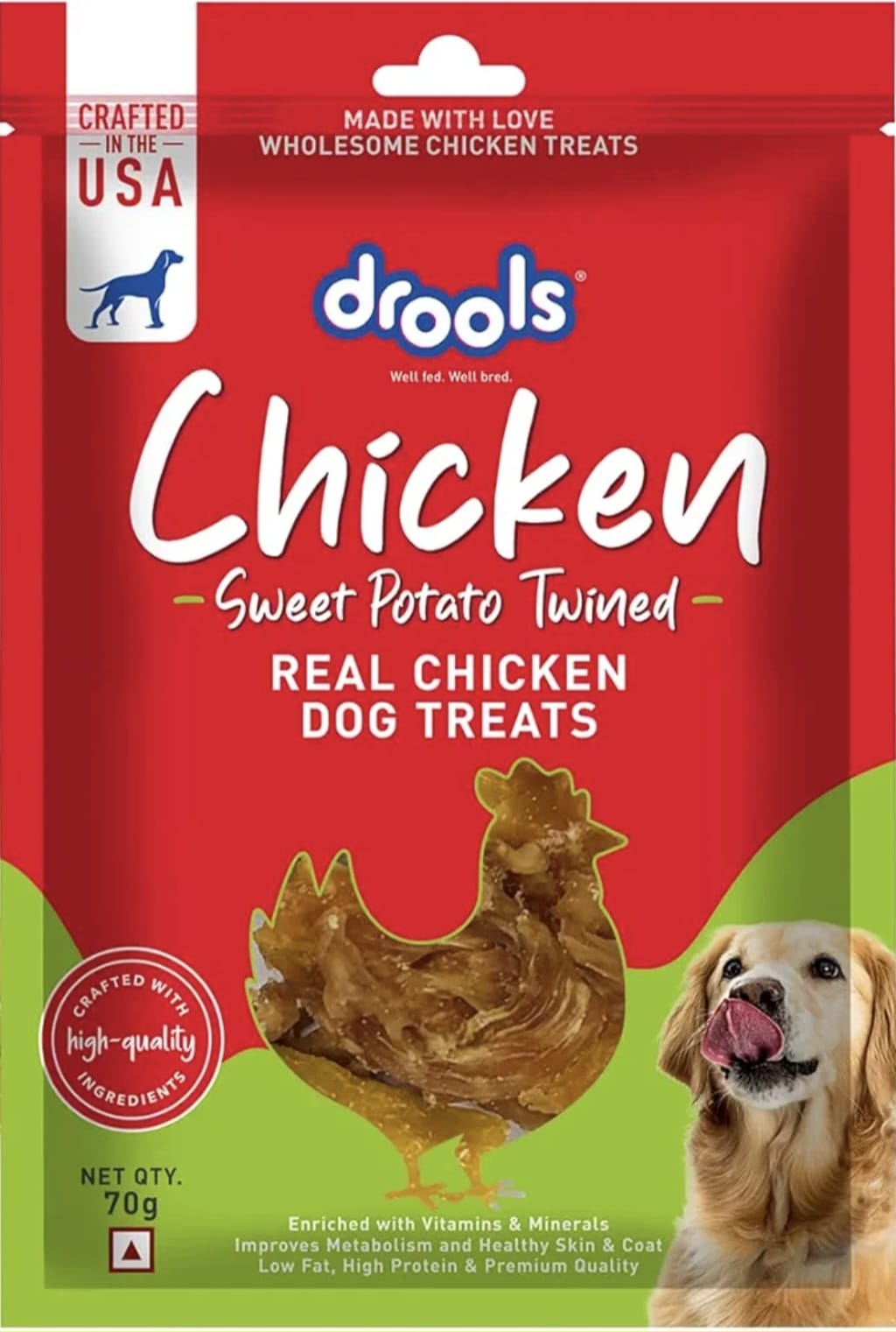 Drools Real Chicken Sweet Potato Twinned Roll, Dog Treats,