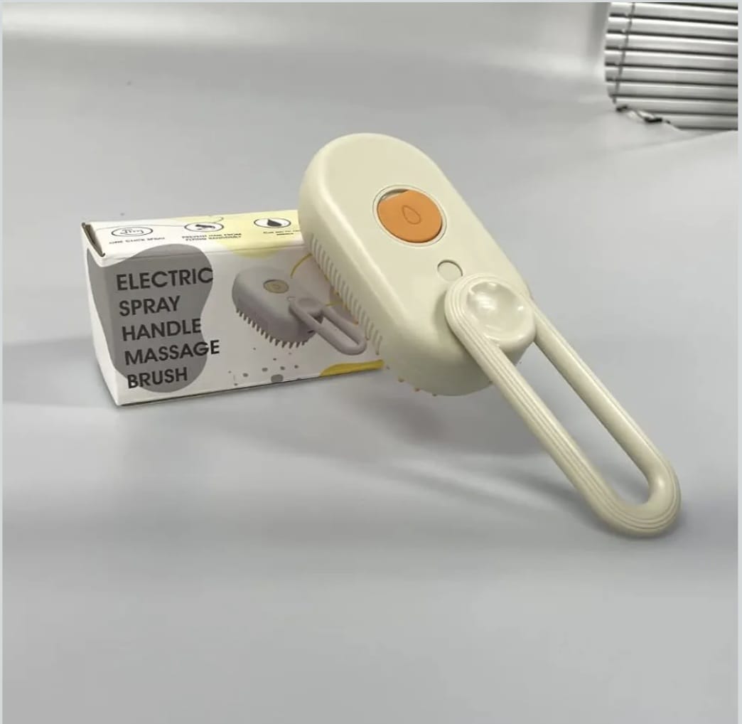 Electric Steam Cat Grooming Brush, 3-in-1 Cat Grooming Comb with Steam Spray, Rechargeable Cat Massage Brush for Long or Short Hair Cats (cream)