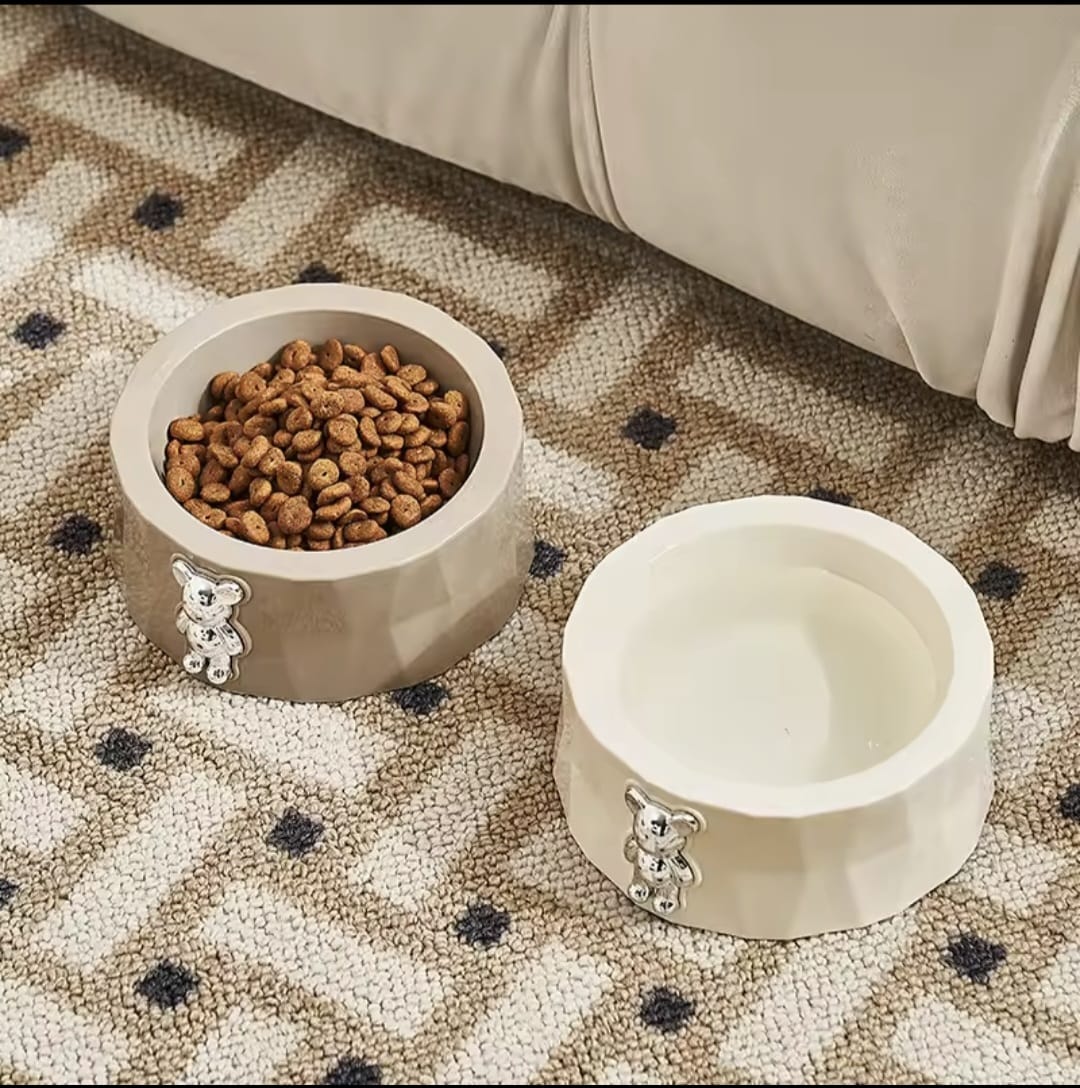 Teddy Charm Geometric Dog Food Bowl with Removable inner