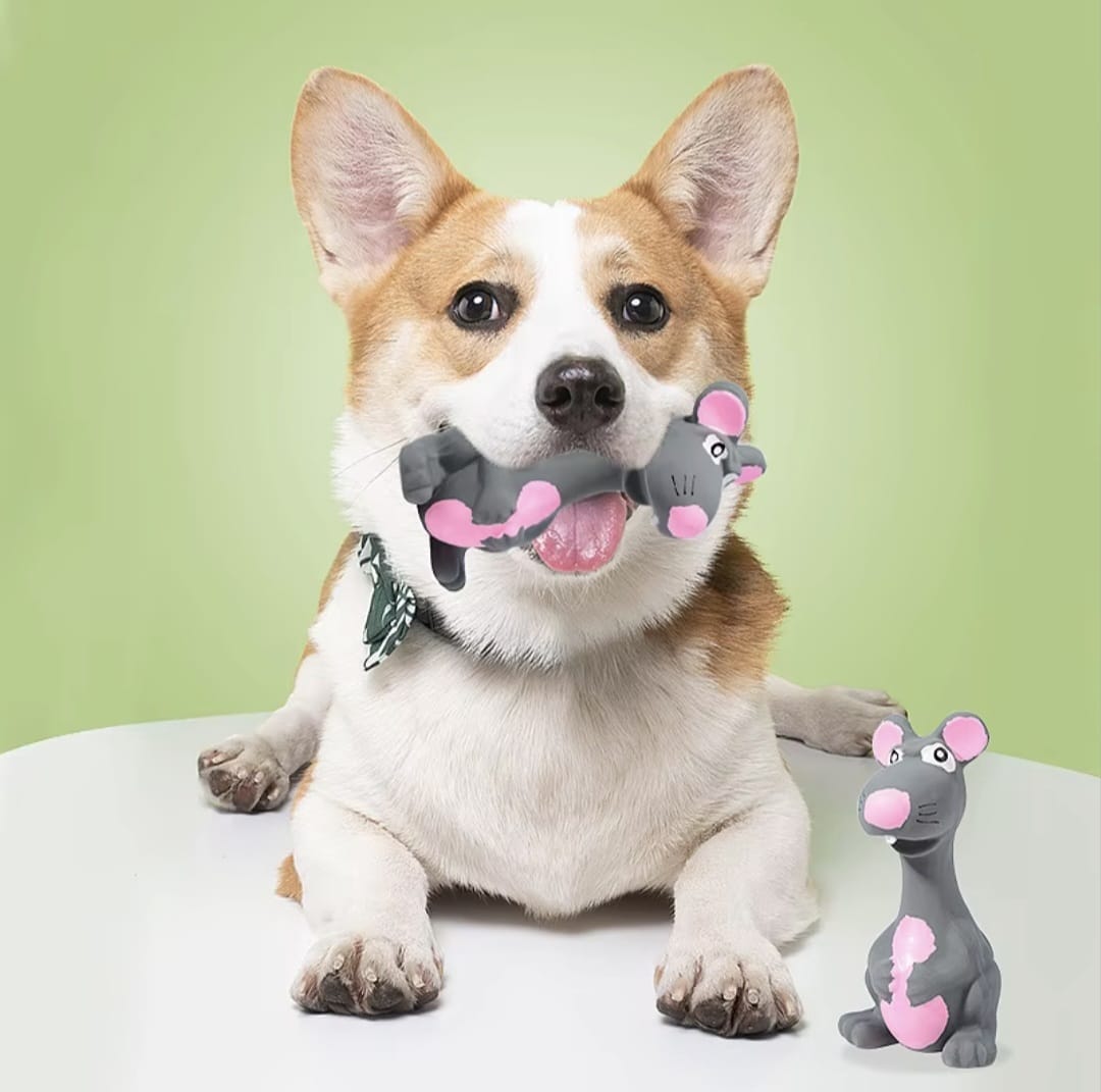 Mouse Latex Sounding Dog Toy for pets Cotton Plastic Plush Toy Squeaky Feature Cartoon Style Teeth Cleaning Dog Toy
