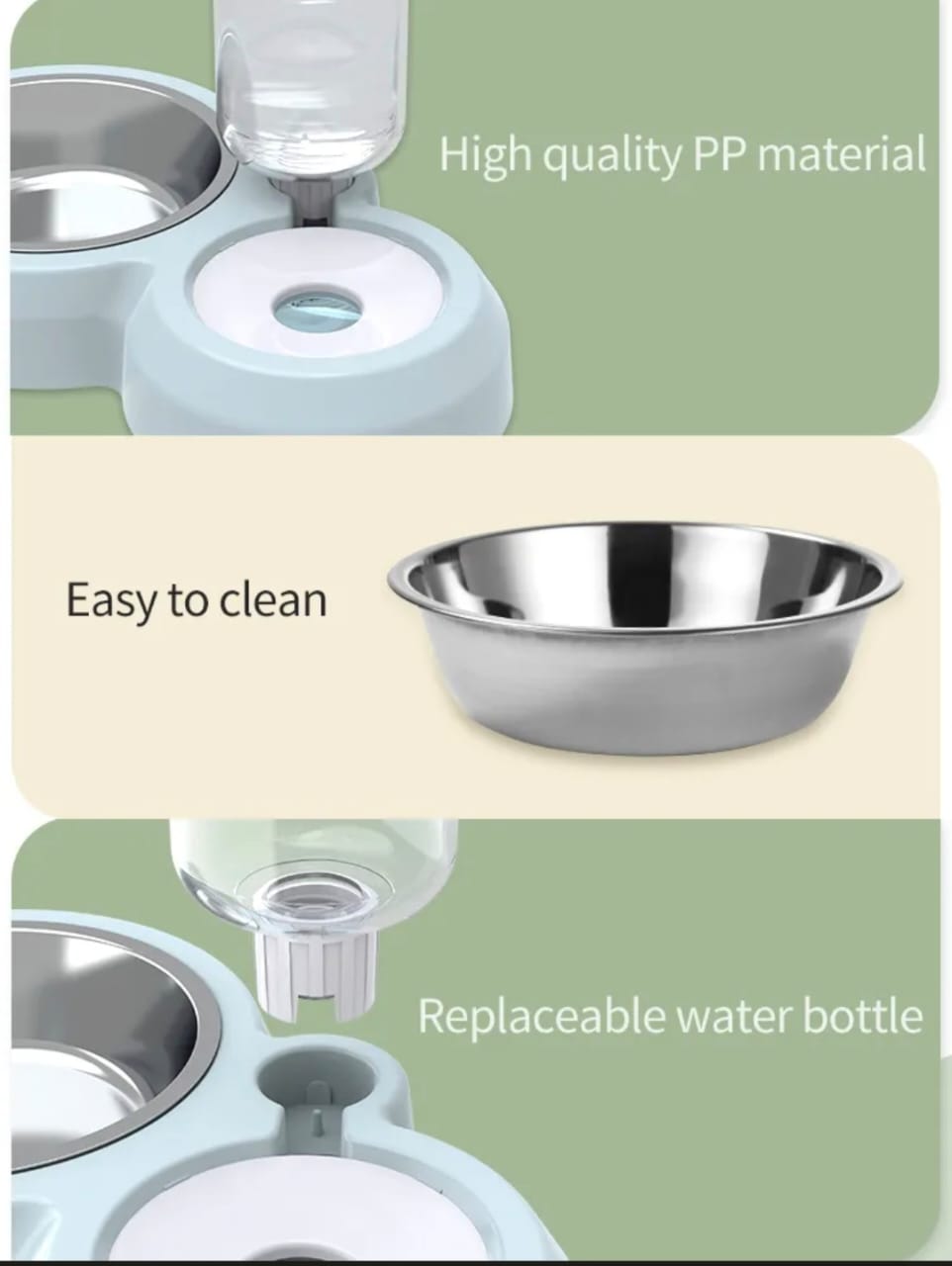 2-in-1 Cat Feeder with Stainless Steel Food Bowl and Automatic Water Dispenser Bottle- Pet Feeding Station for Cat & Dog