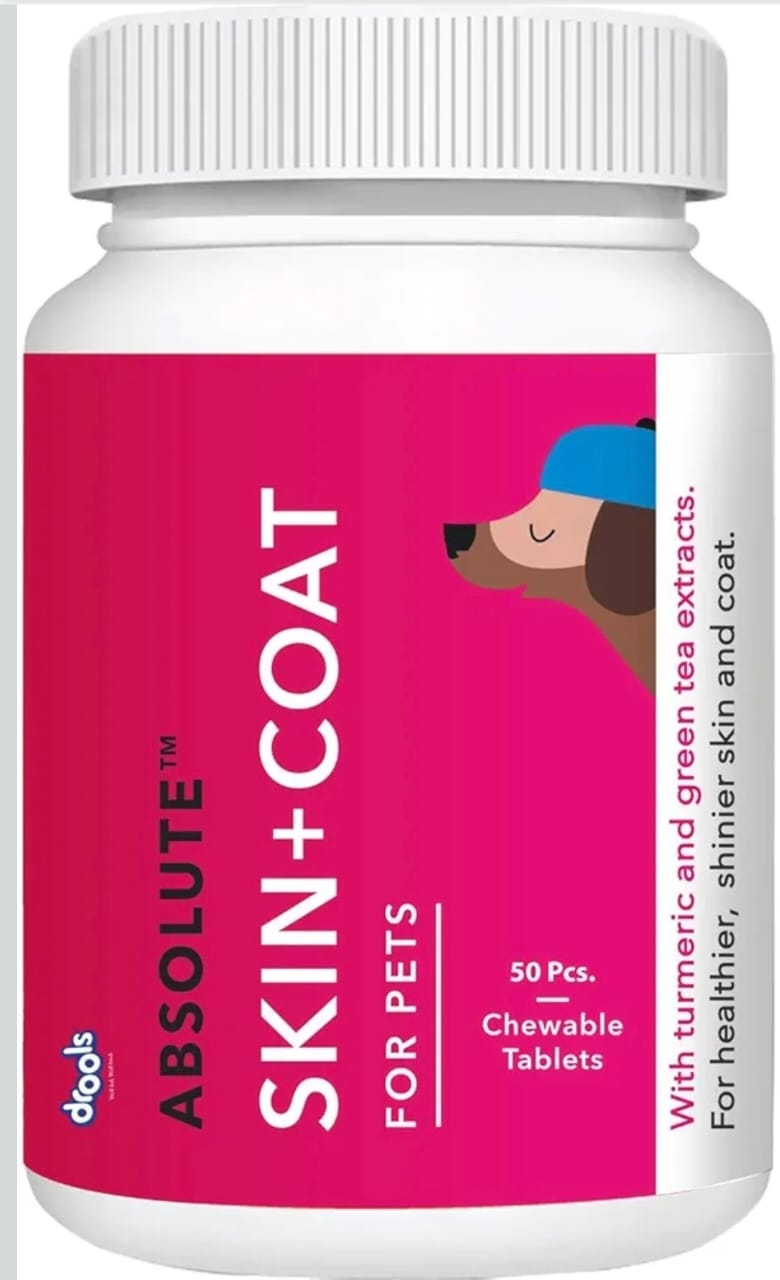 Drools Absolute Skin+ Coat Supplement Tablets for Pets