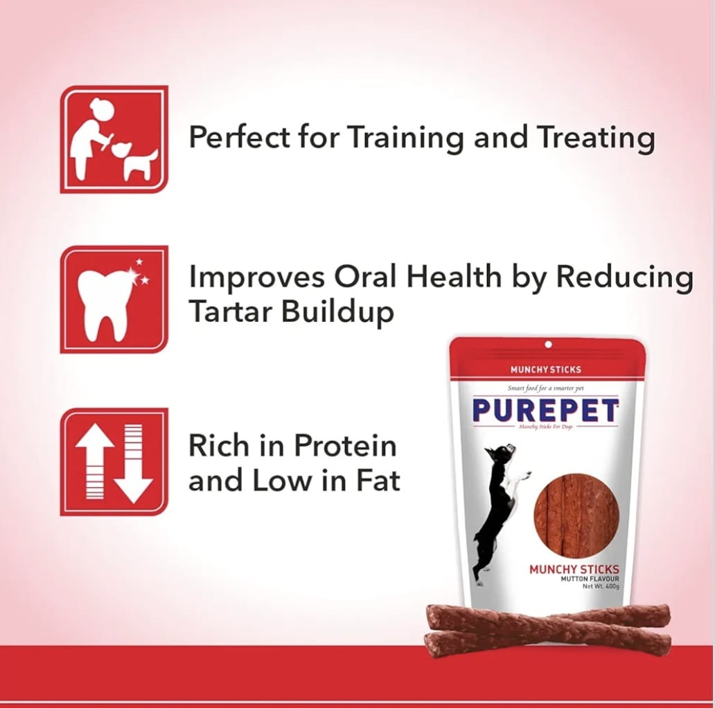 Purepet Dog Treat Muncy Sticks, Chicken and Mutton Flavor