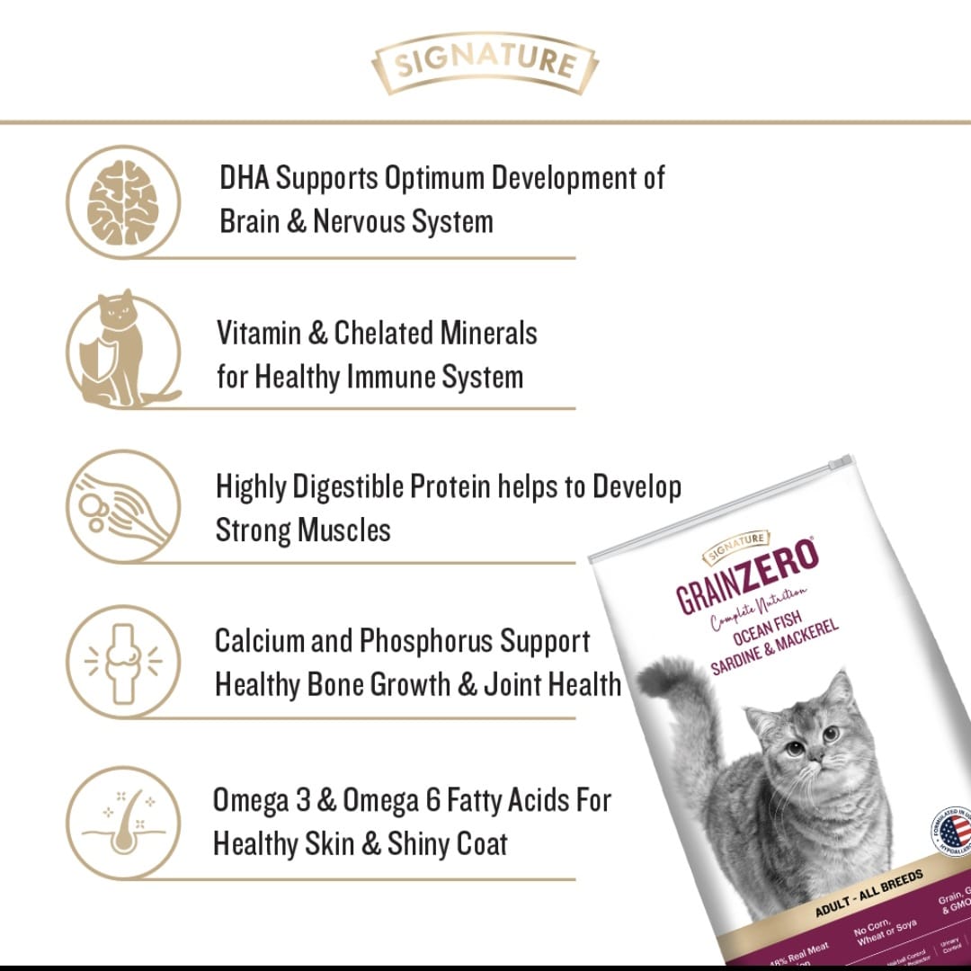 Signature Grain Zero Ocean Fish, Sardine and Mackerel Adult Cat Dry Food