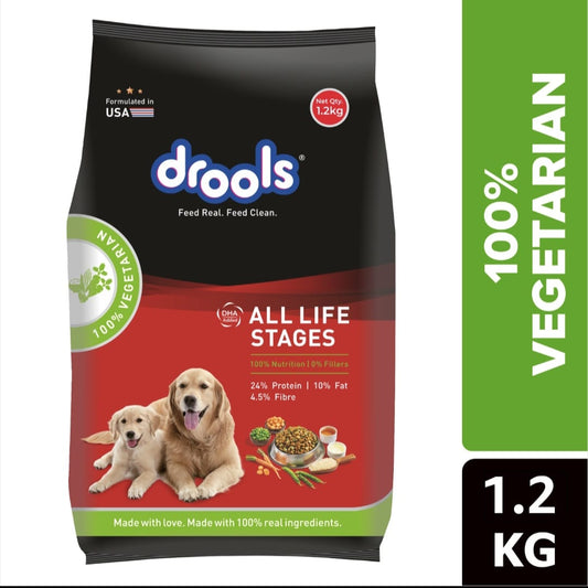 Drools 100% Vegetarian Puppy and Adult Dog Veg Dry Food (All Life Stages)