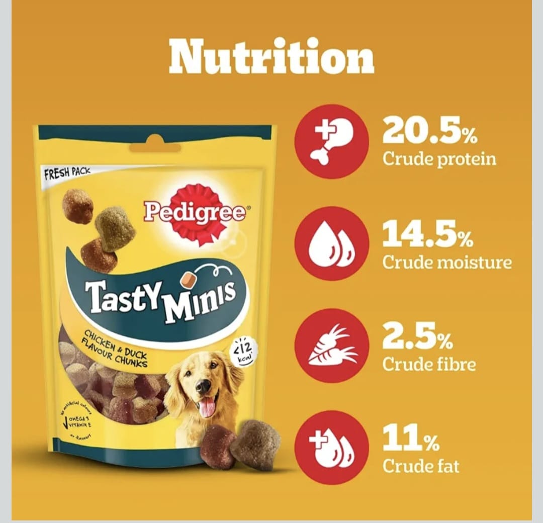 Pedigree Chicken & Duck Flavour Chunks Tasty Minis Adult Dog Treats