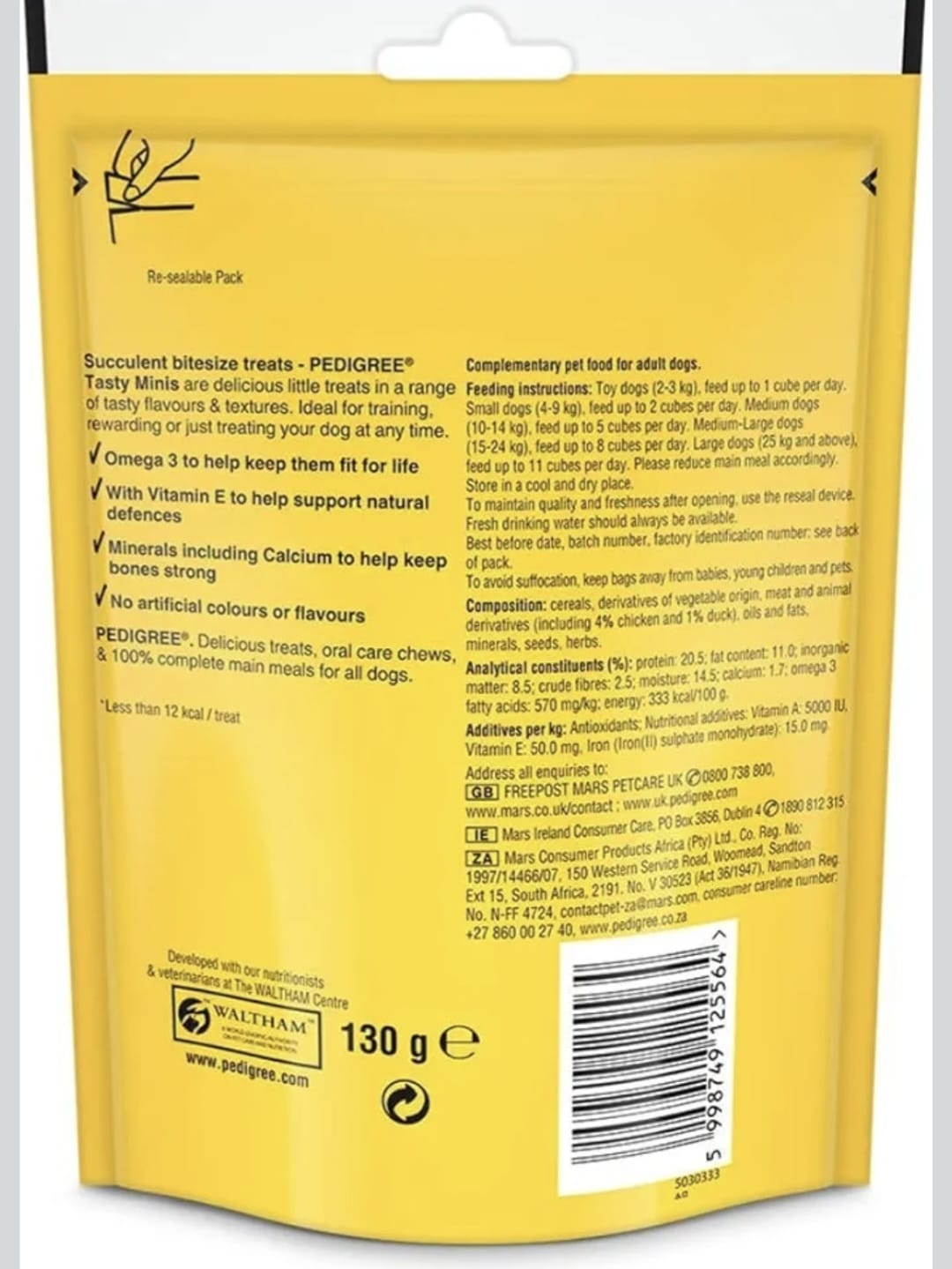 Pedigree Chicken & Duck Flavour Chunks Tasty Minis Adult Dog Treats