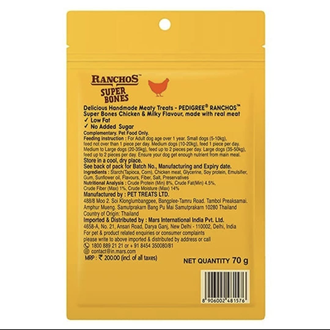 Pedigree Ranchos Super Bones Made With Real Meat for Dogs Treats