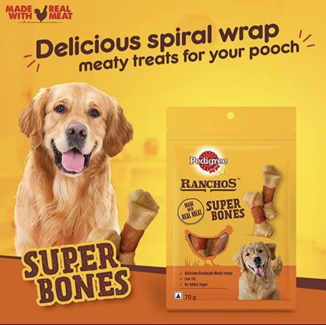 Pedigree Ranchos Super Bones Made With Real Meat for Dogs Treats