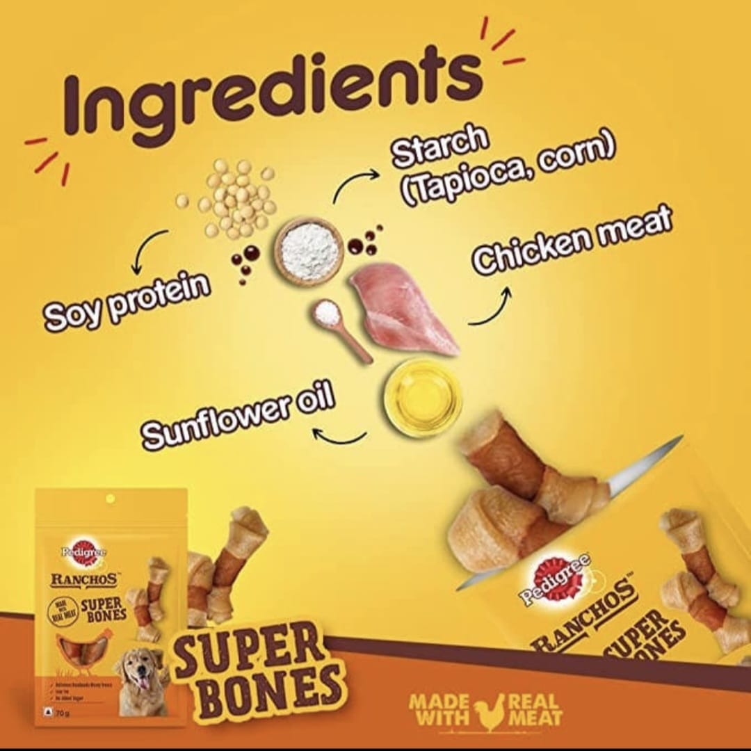Pedigree Ranchos Super Bones Made With Real Meat for Dogs Treats