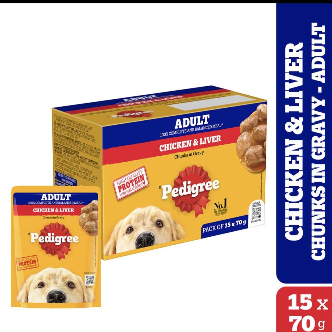 Pedigree Chicken & Liver Chunks in Gravy Wet Food for Adult Dogs