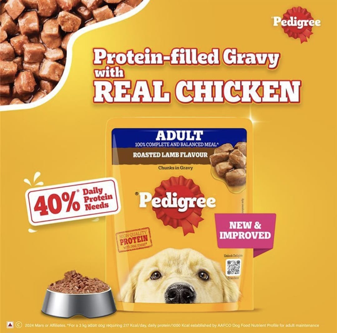 Pedigree Roasted Lamb Flavour Chunks in Gravy Wet Food for Adult Dogs