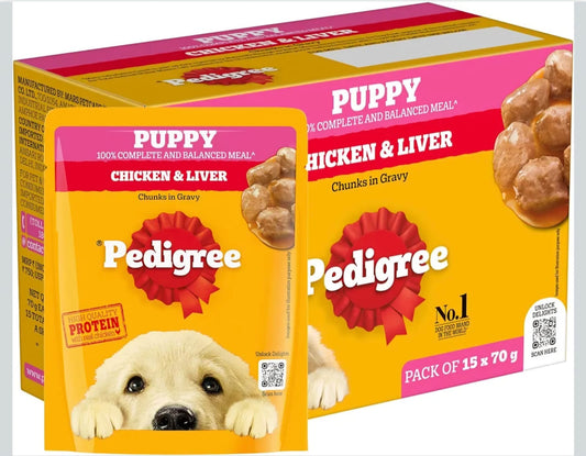 Pedigree Chicken & Liver Chunks in Gravy Wet Food for Puppy Dogs