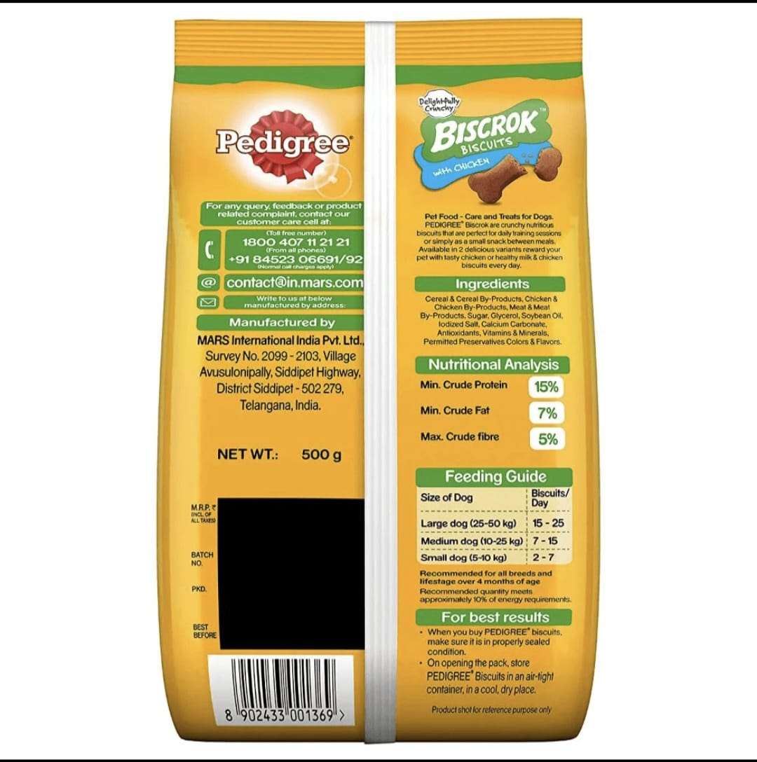 Pedigree Chicken Flavour Biscrok Biscuits for Dogs(500gm)