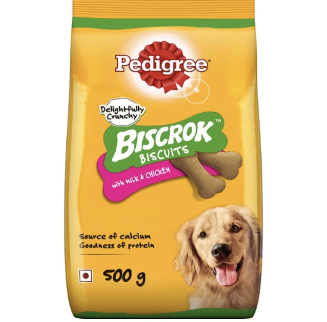 Pedigree Milk & Chicken Flavour Biscrok Biscuits for Dogs(500gm)