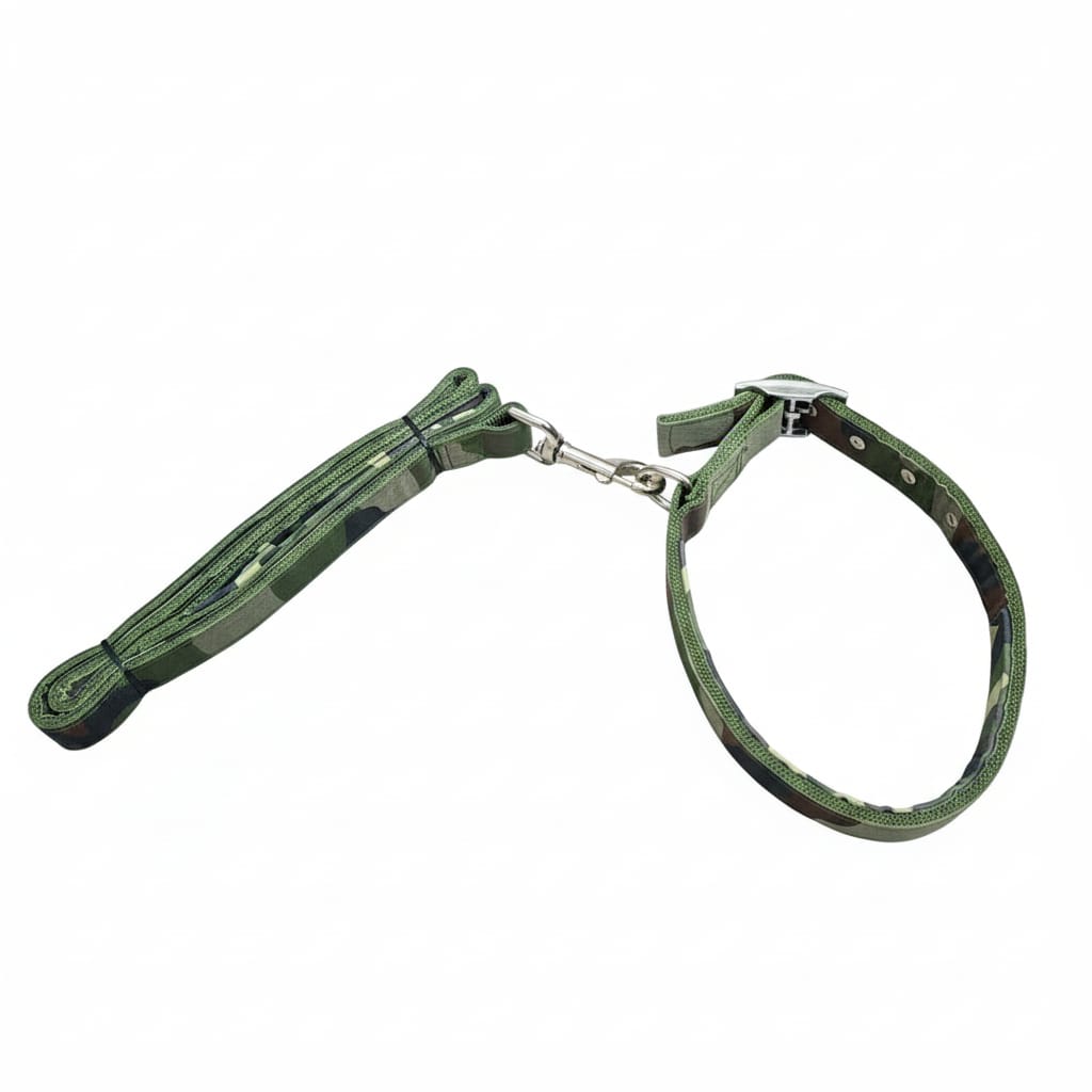 Dog Army Print Adjustable Coler and Lease for Messy and Large Breed Dog Neck Coler