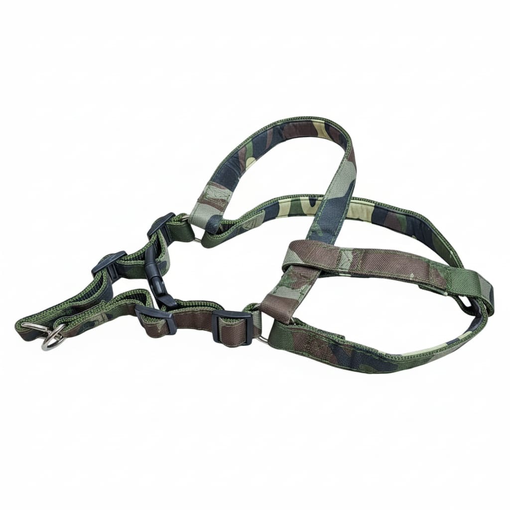 Dog Army Print Adjustable Harness and Lease for Messy and Large Breed Dog Body Harness