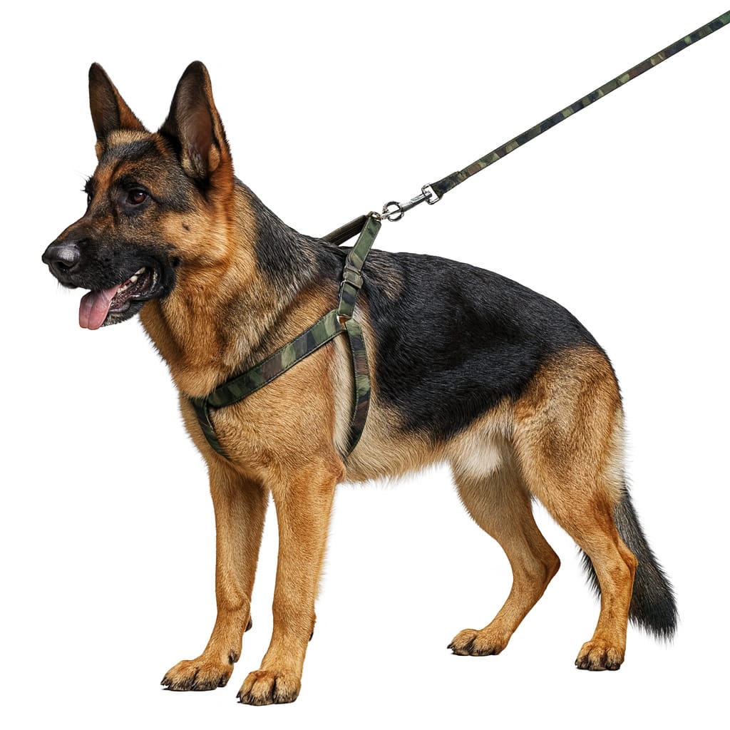 Dog Army Print Adjustable Harness and Lease for Messy and Large Breed Dog Body Harness