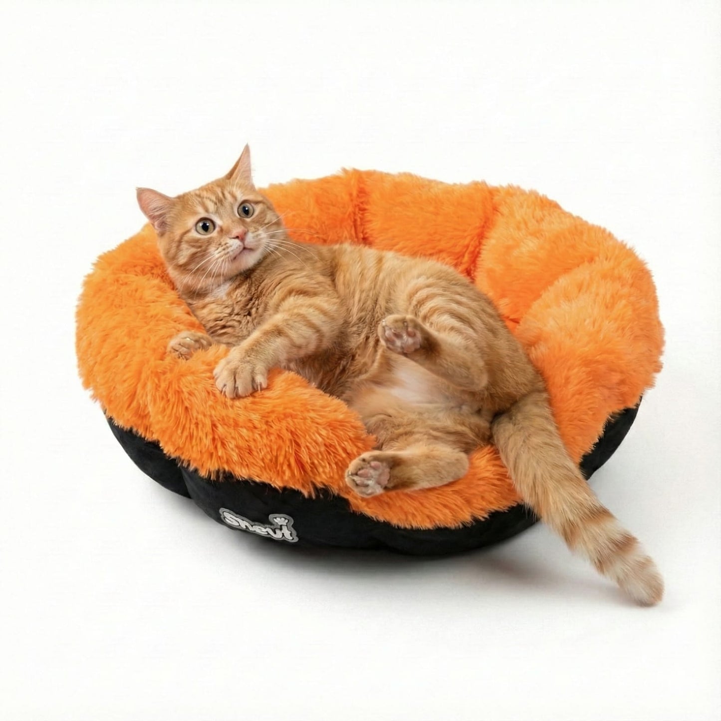 Cat and Dog Bed, Cozy and Comfortable, perfect for your Furry Friend (orange and black)