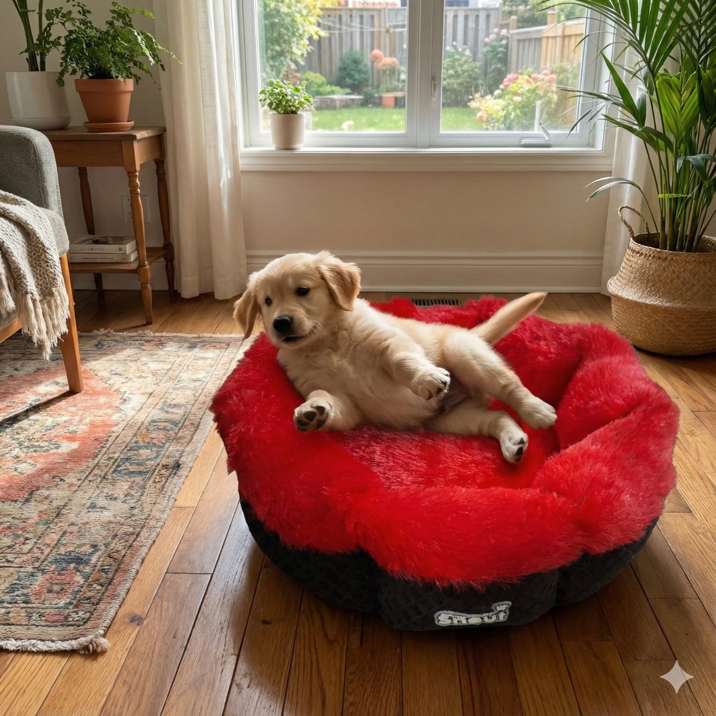 Cat and Dog Bed, Cozy and Comfortable, perfect for your Furry Friend (Red and Black)