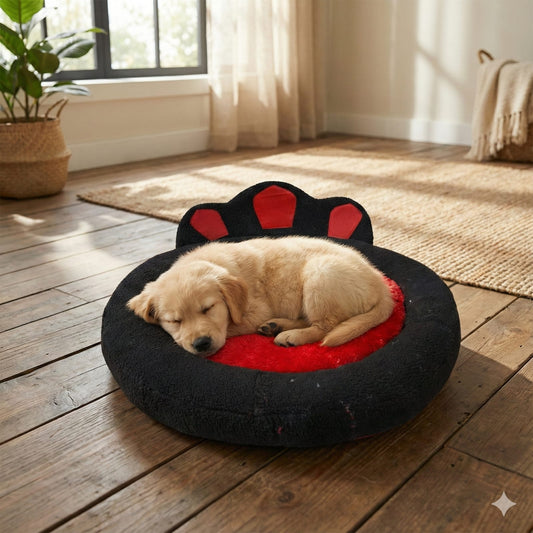 Cat and Dog Bed, Cozy and Comfortable, perfect for your Furry Friend, (Red and Black)