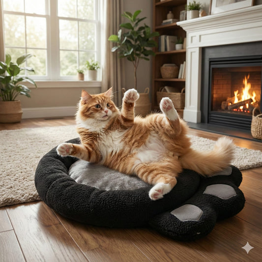 Cat and Dog Bed, Cozy and Comfortable, perfect for your Furry Friend, (Grey and Black)