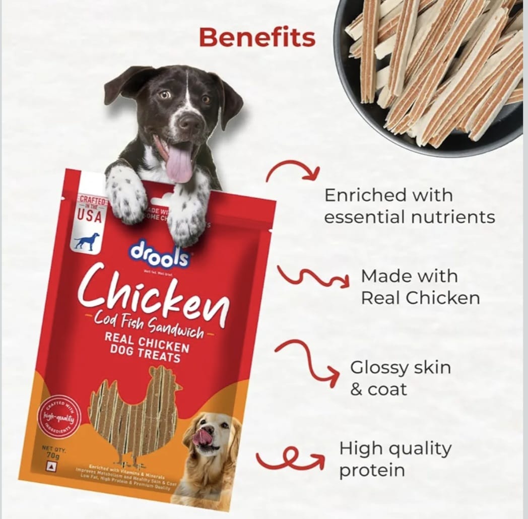 Drools Real Fish Cod Sandwich Dog Treats