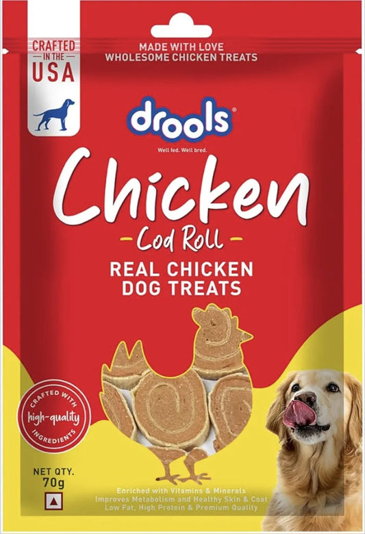 Drools Real Chicken Cod Roll Dog Treats,