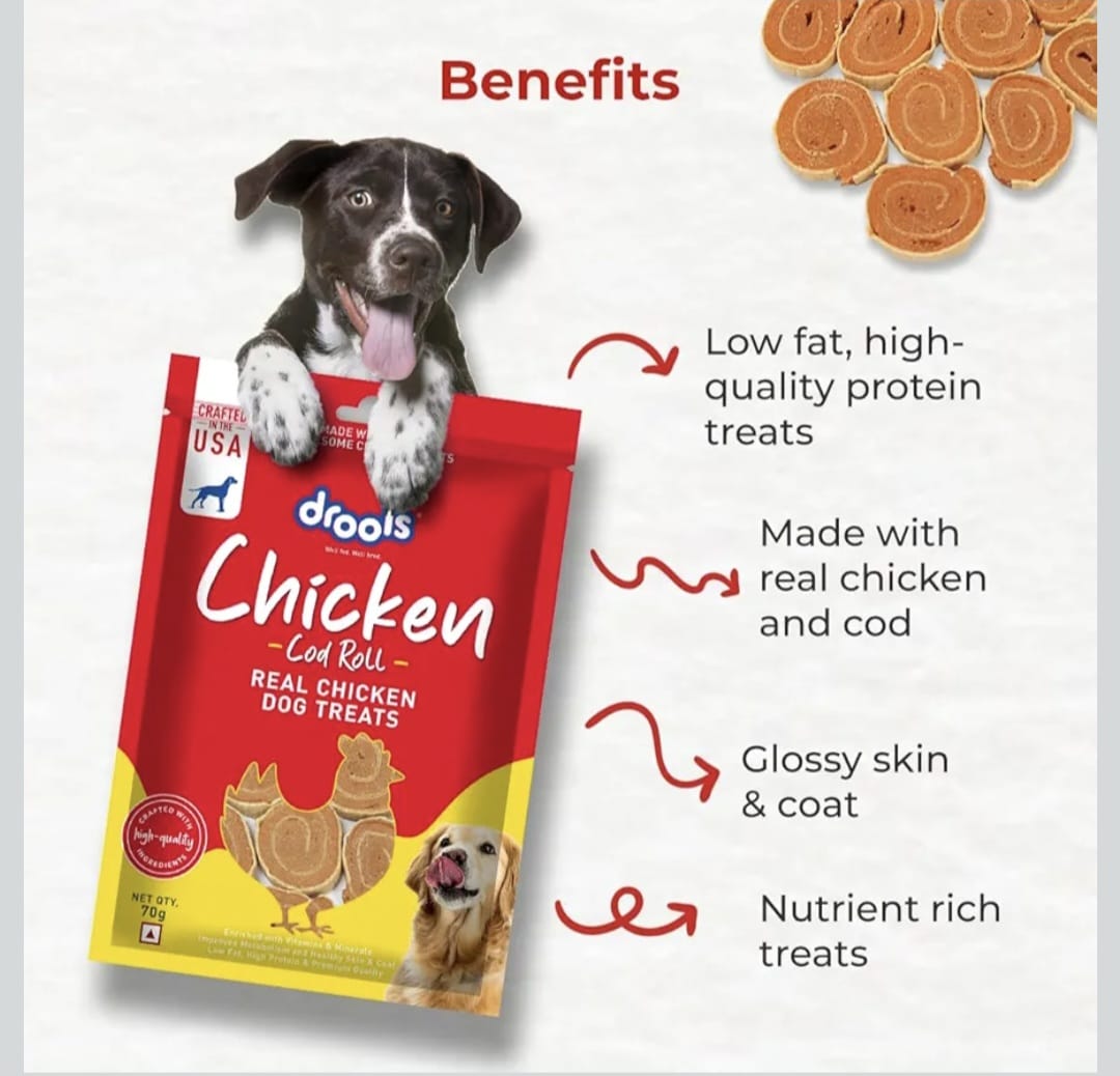 Drools Real Chicken Cod Roll Dog Treats,
