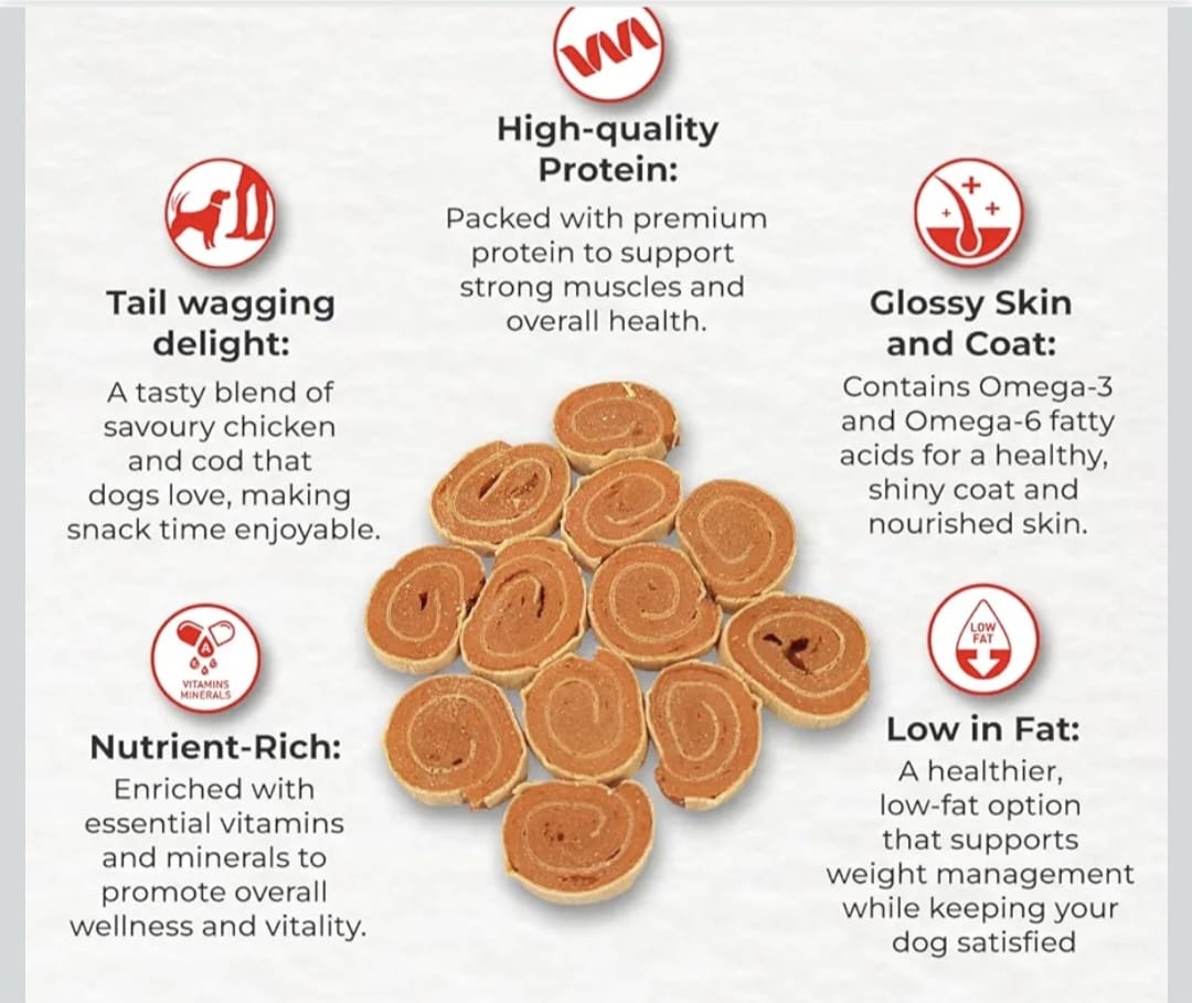 Drools Real Chicken Cod Roll Dog Treats,