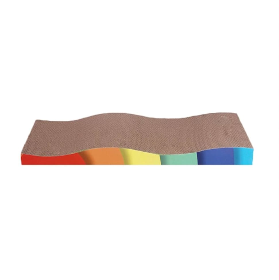 Natural and Safe Cardboard Paper Curved Wave Design Scratcher Pad with Catnip Toy Ideal for Scratching Cat and Small Dogs