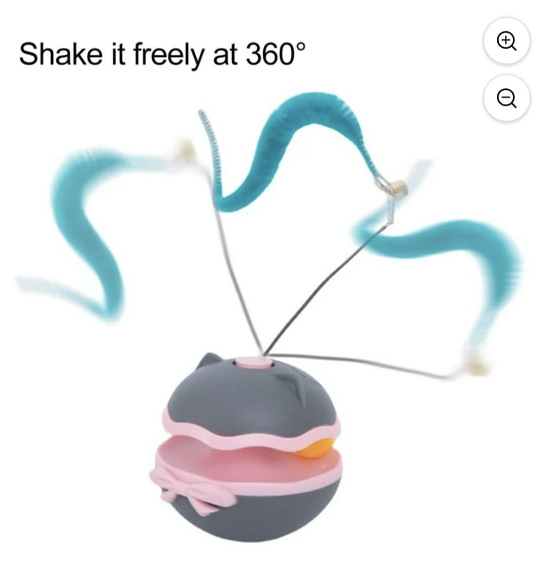 Interactive Roller Track Kitten Toy Electric Cat Self-Play Tumbler Toy with Teasing Stick and Exercise Balls for Indoor Cats Kittens