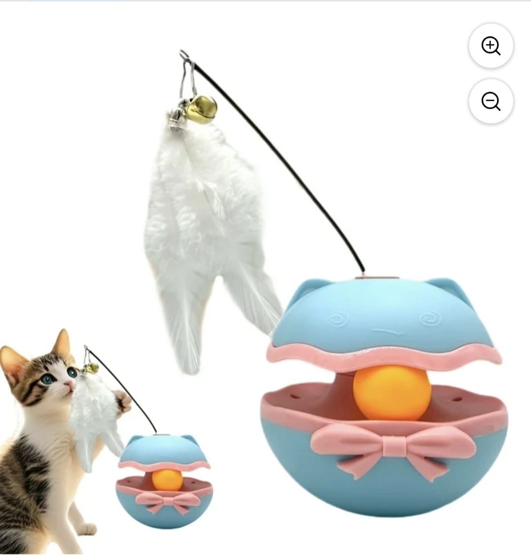 Interactive Roller Track Kitten Toy Electric Cat Self-Play Tumbler Toy with Teasing Stick and Exercise Balls for Indoor Cats Kittens