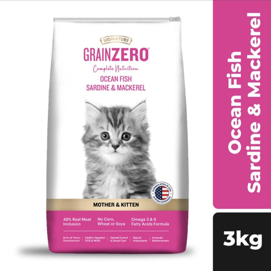 Signature Grain Zero Ocean Fish, Sardine and Mackerel Mother and Kitten Cat Dry Food