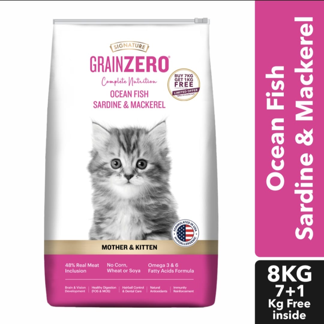 Signature Grain Zero Ocean Fish, Sardine and Mackerel Mother and Kitten Cat Dry Food