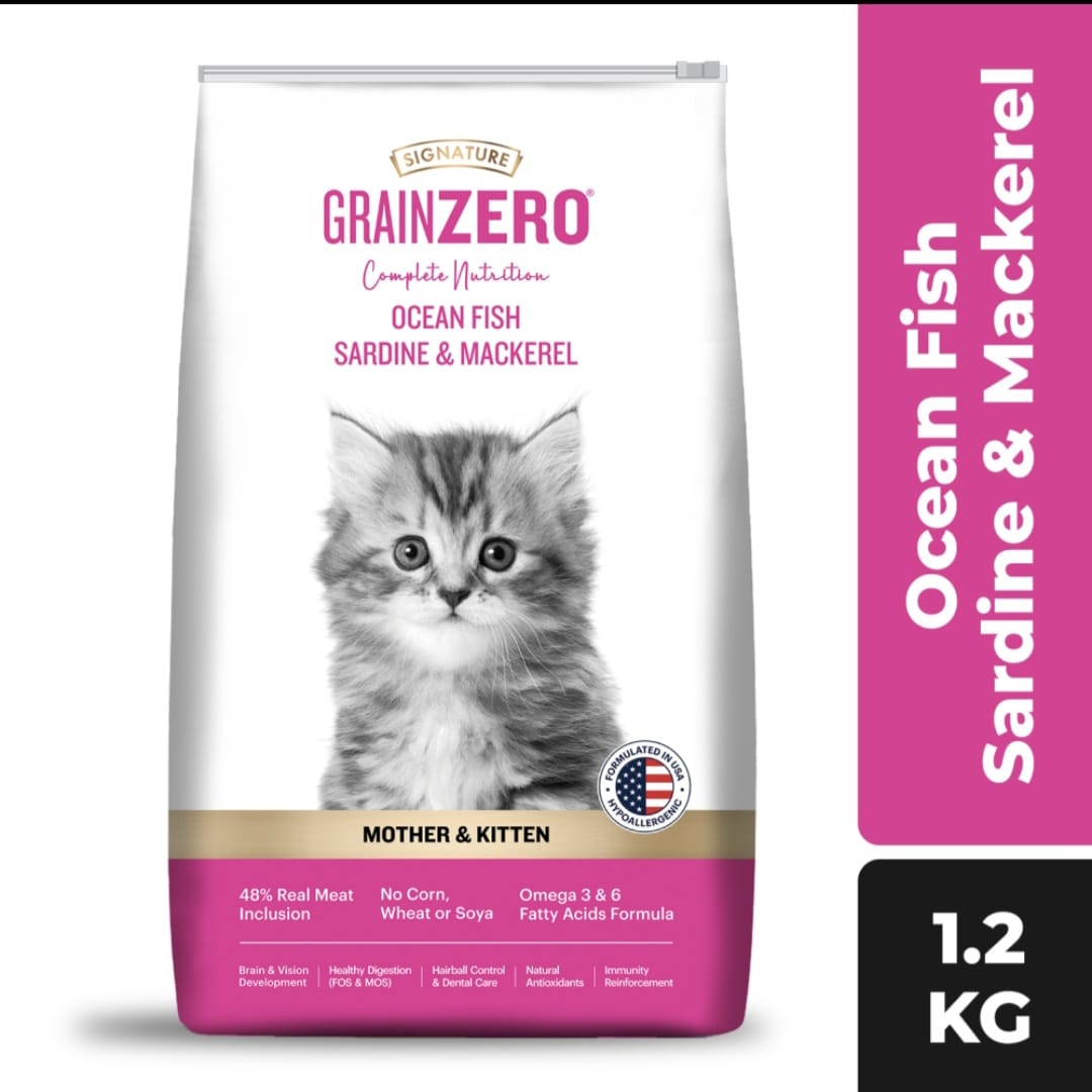 Signature Grain Zero Ocean Fish, Sardine and Mackerel Mother and Kitten Cat Dry Food