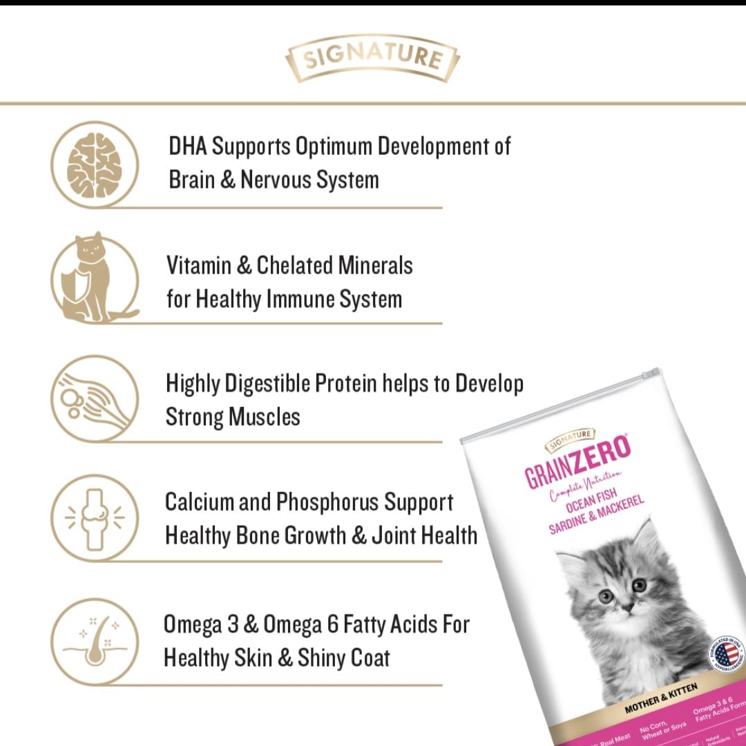 Signature Grain Zero Ocean Fish, Sardine and Mackerel Mother and Kitten Cat Dry Food