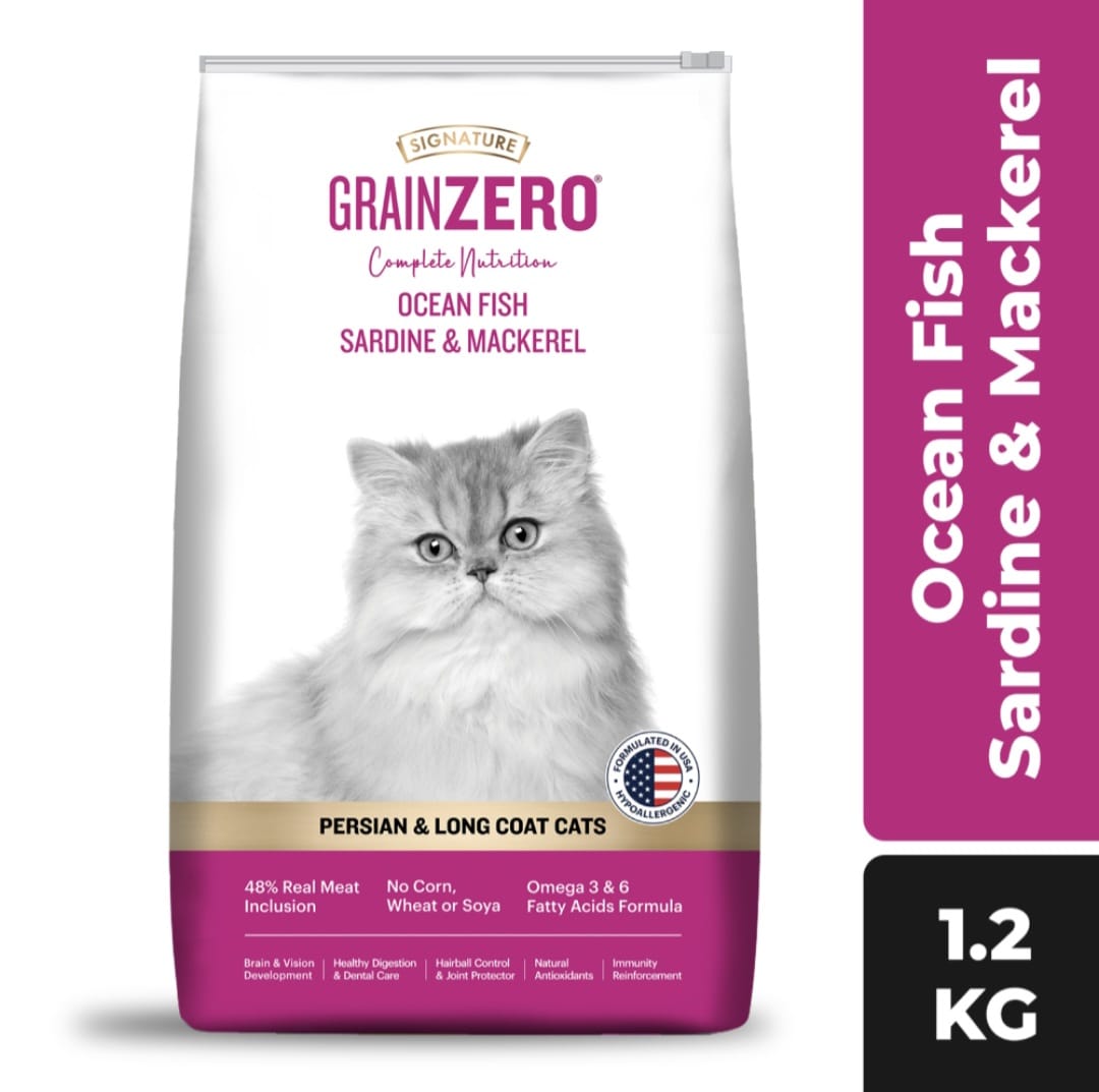 Signature Grain Zero Ocean Fish, Sardine and Mackerel Persian & Long Coat Cat Dry Food
