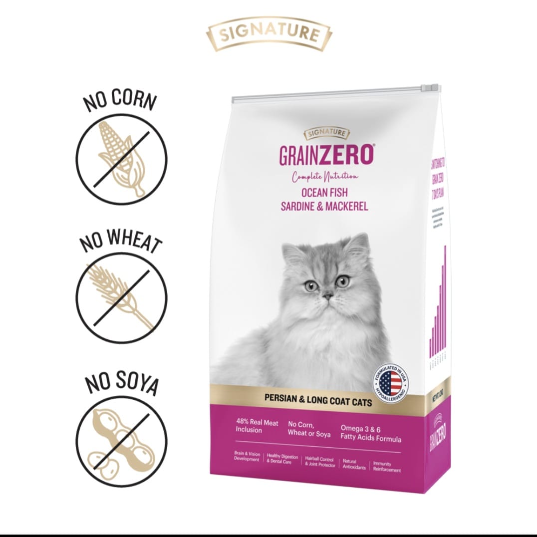 Signature Grain Zero Ocean Fish, Sardine and Mackerel Persian & Long Coat Cat Dry Food