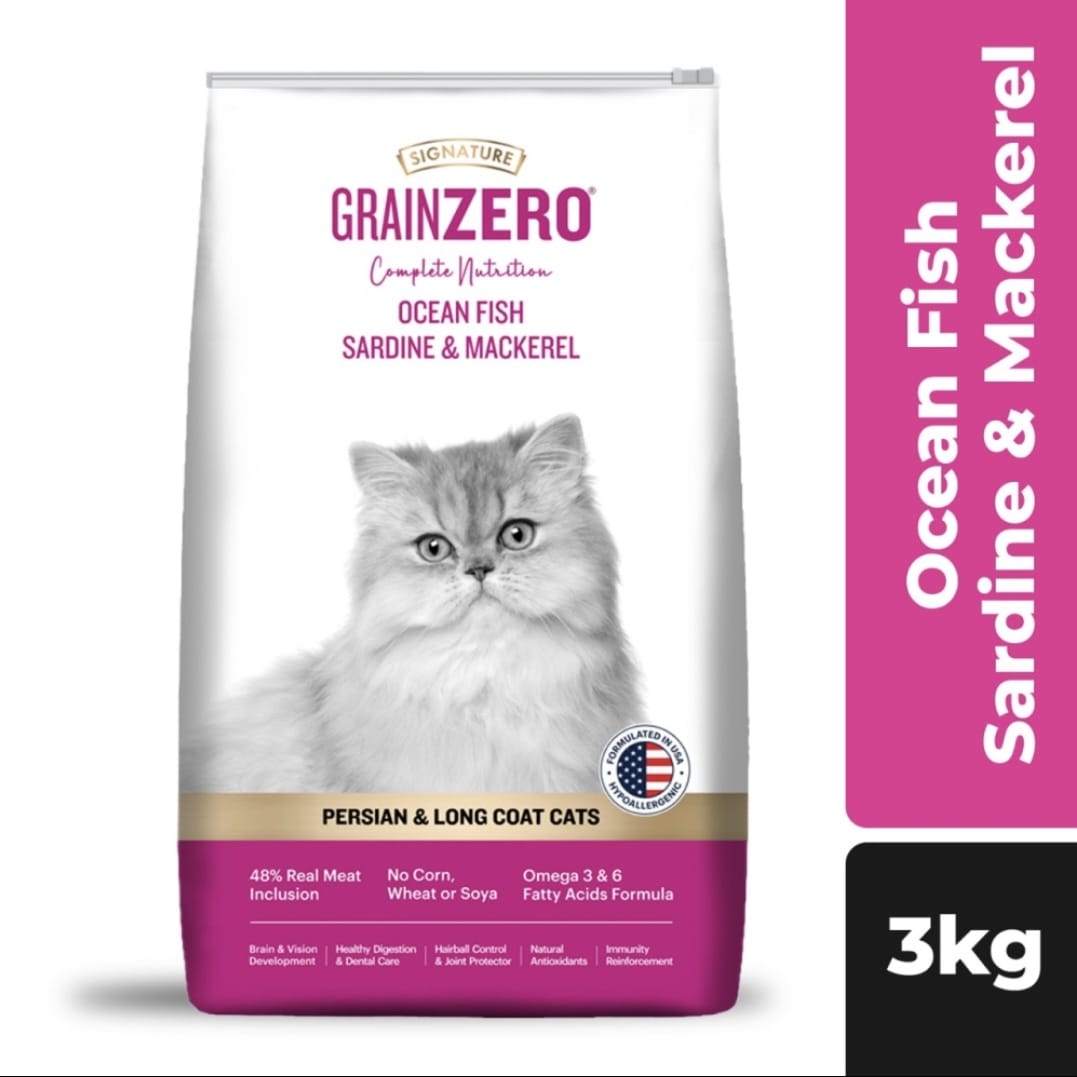 Signature Grain Zero Ocean Fish, Sardine and Mackerel Persian & Long Coat Cat Dry Food