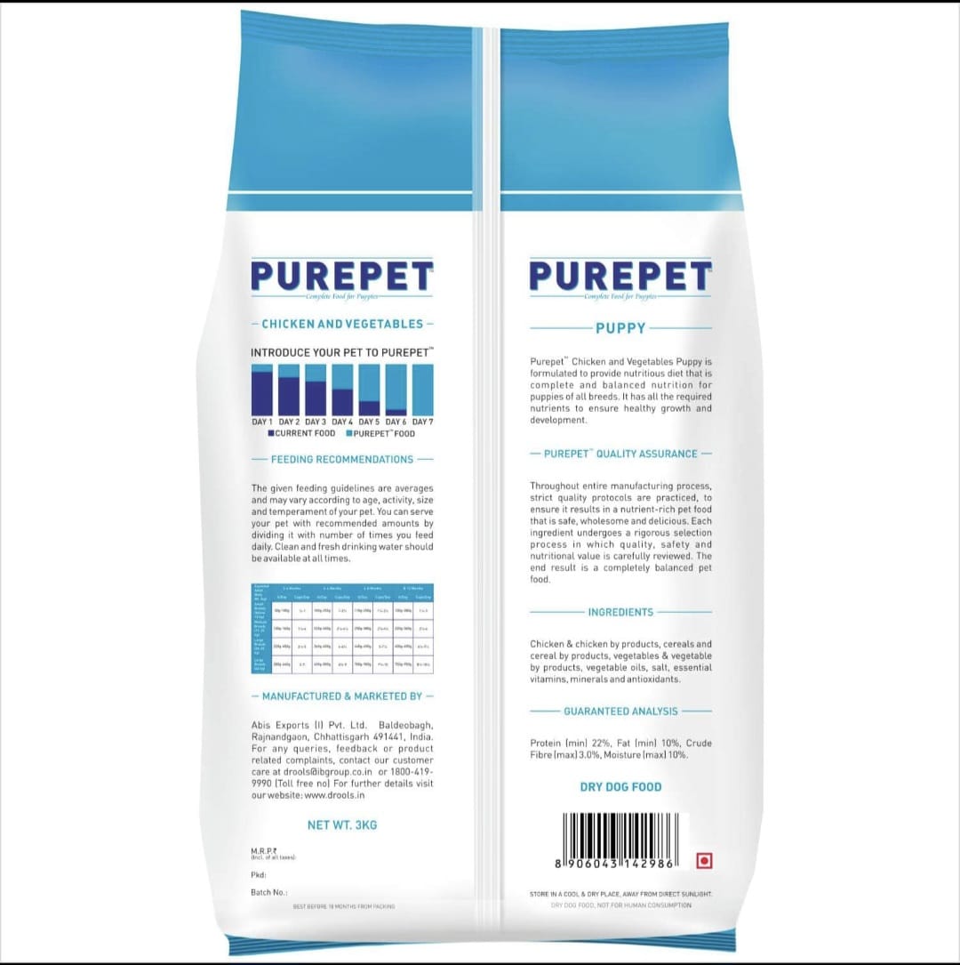 Purepet Chicken & Vegetable Puppy Dry Food