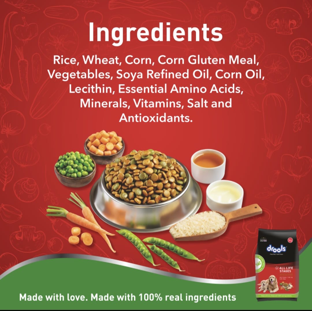 Drools 100% Vegetarian Puppy and Adult Dog Veg Dry Food (All Life Stages)