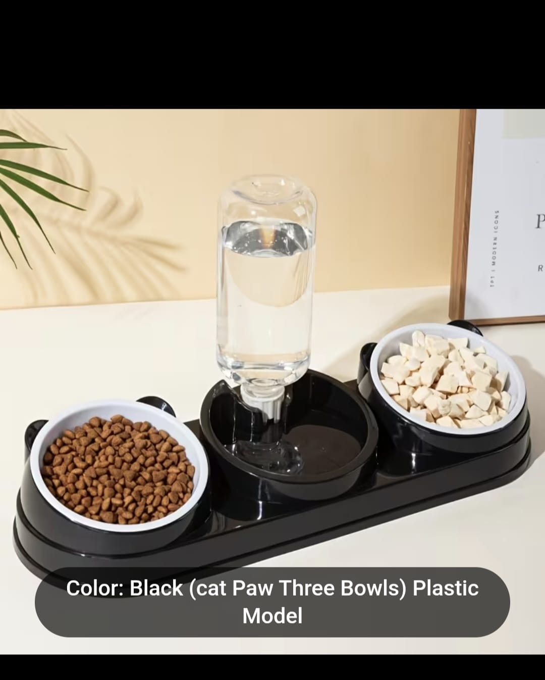 2-in-1 Dual Bowl Pet Feeder & Water Dispenser for Cats & Small Dogs - Durable Plastic, Anti-Slip Base, Easy-Clean Design with 2 Interchangeable Bowls